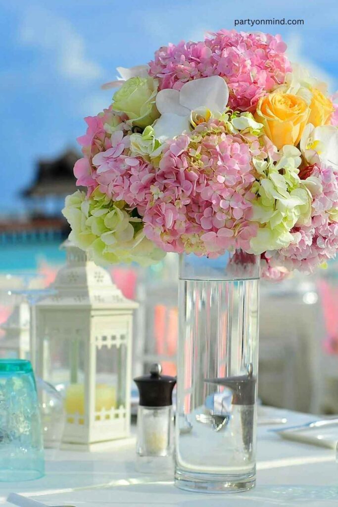 Lantern Centerpieces with Flowers