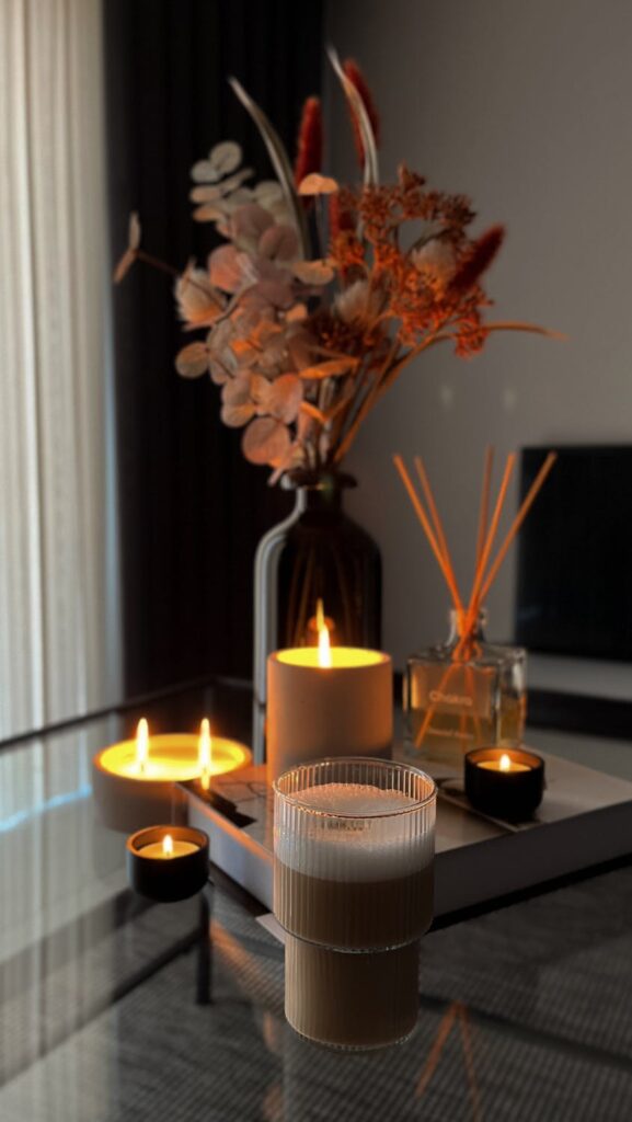 Candle Jars with Leaves