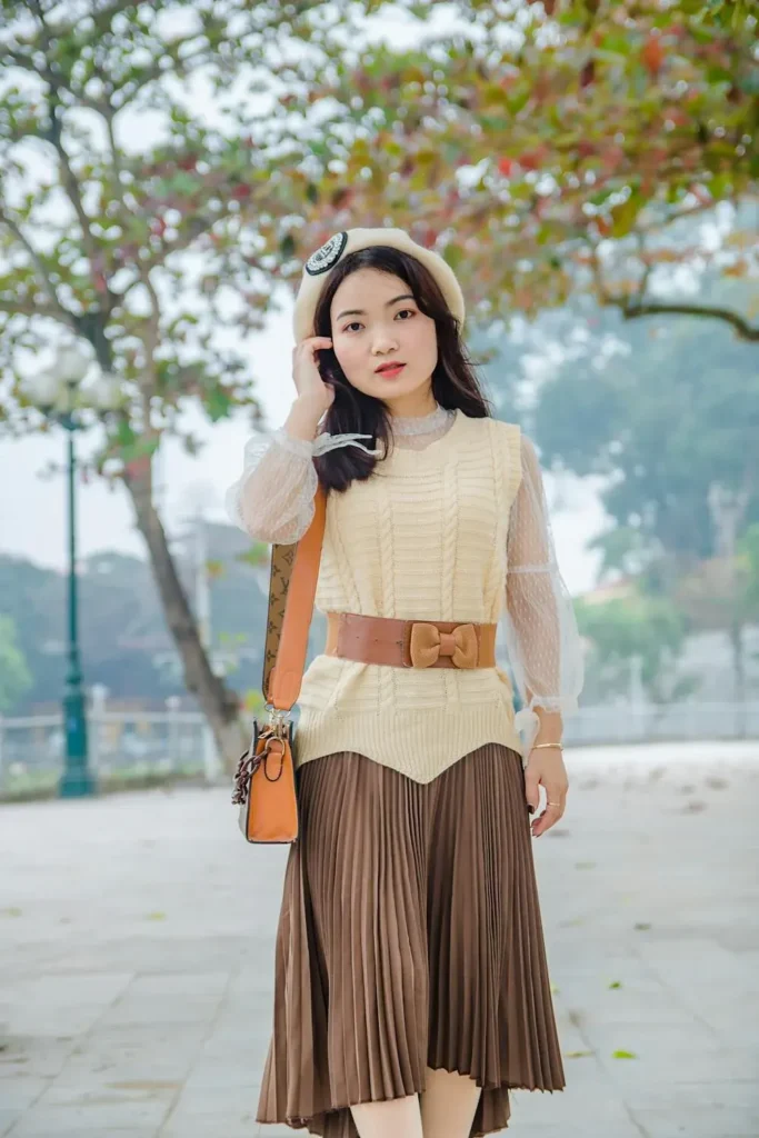 Chunky Sweater and Pleated Skirt